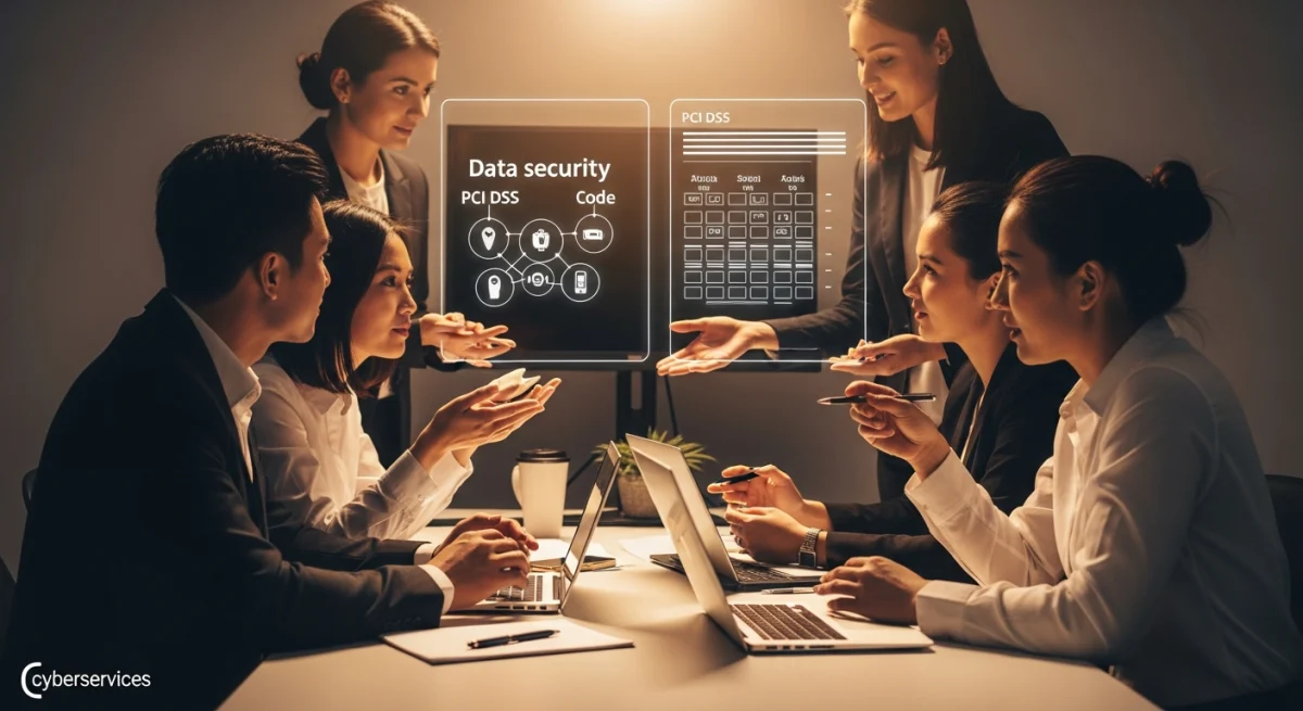 Chuyên gia tư vấn thảo luận chuyên sâu về bảo mật dữ liệu và tiêu chuẩn PCI DSS, mang đến giải pháp tối ưu. cyberservices