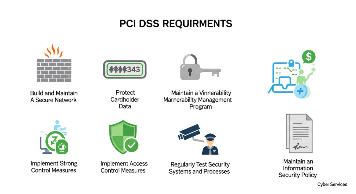 Hiểu rõ các yêu cầu cốt lõi của PCI DSS để bảo vệ dữ liệu thẻ thanh toán của bạn. Cyber Services - Đồng hành cùng bạn trong an ninh mạng.