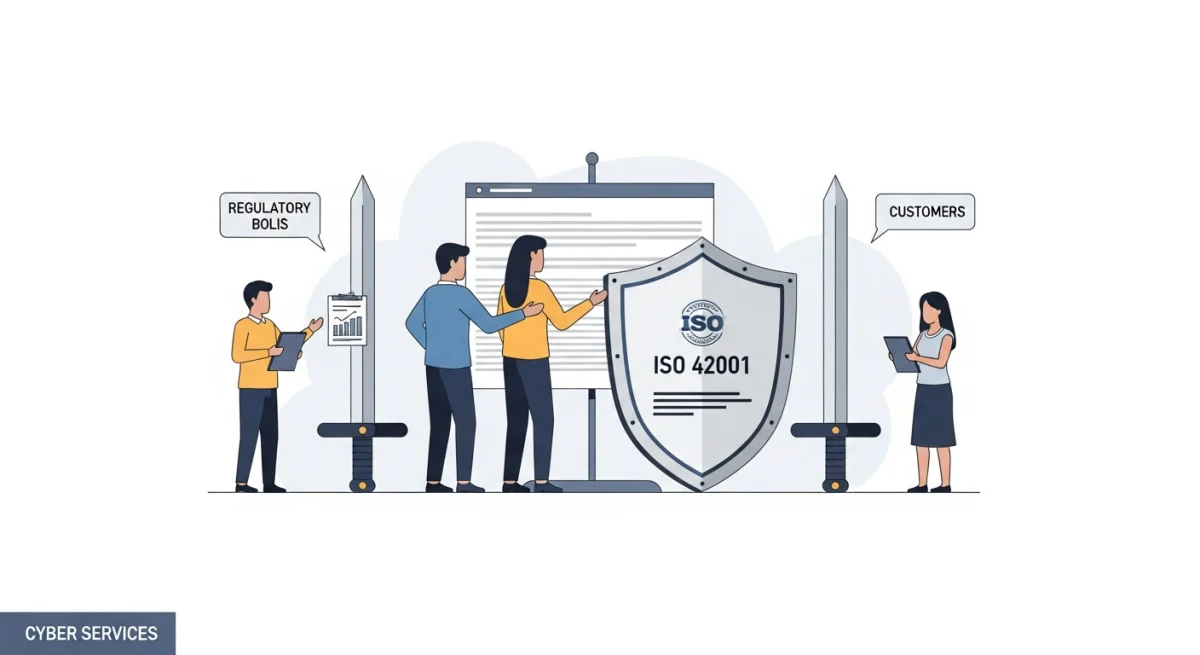 Minh chứng năng lực quản trị AI vững vàng, được bảo vệ bởi chứng nhận ISO 42001, giúp doanh nghiệp gia tăng uy tín trước cơ quan quản lý và khách hàng.Cyber Services